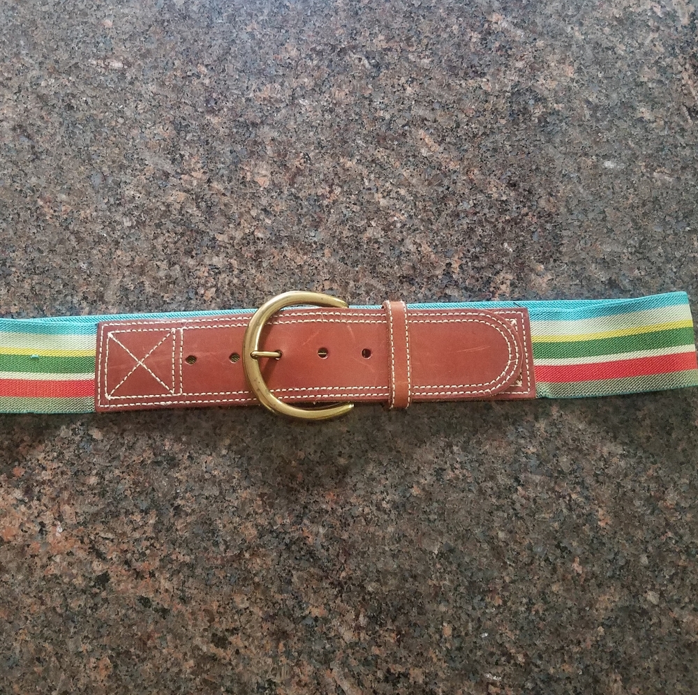 FOSSIL Striped Elastic Belt Medium Leather